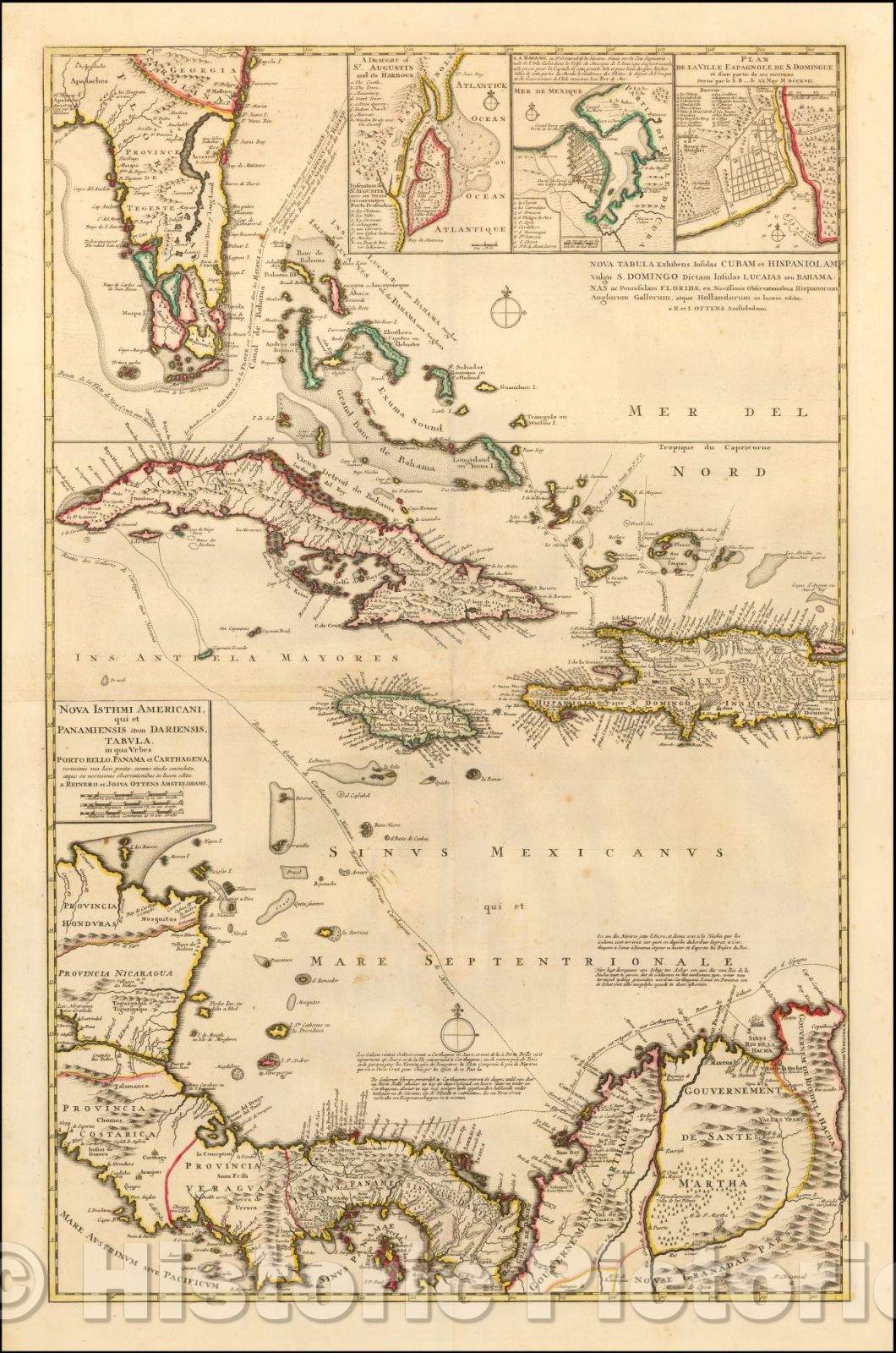 Historic Map - Nova Tabula Exhibens Insulas Cubam et Hispaniolam vulgo S. Domingo Dictam I :: Galeon Treasure Route Past Florida, Havana and Bahamas, 1740 - Vintage Wall Art