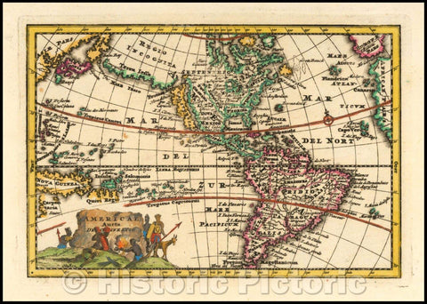 Historic Map - Americae Aucta Delineatio [California as an Island] / Projection of California, Terra Iesso, running from Fretum Anian to Japan, 1729 - Vintage Wall Art