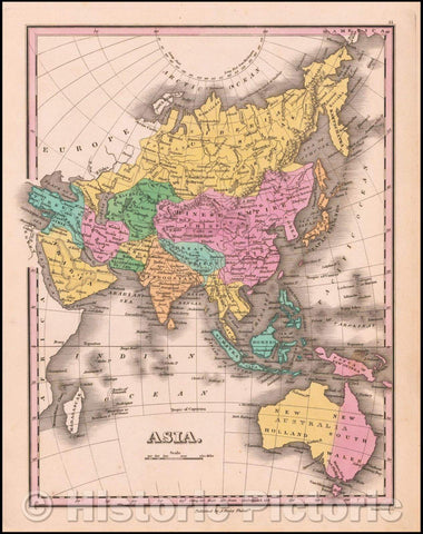 Historic Map - Asia [with Australia], 1827, Anthony Finley - Vintage Wall Art