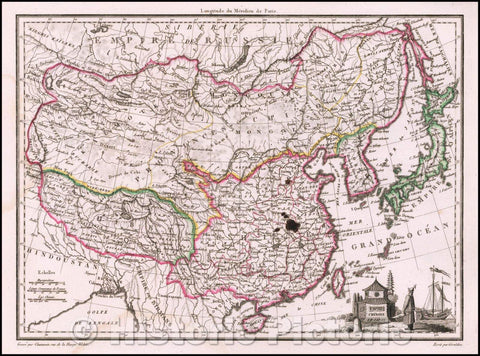Historic Map - Empire Chinois et Japon/Map of China, Korea and Japan,Formosa and Hainan Islands, 1812, Conrad Malte-Brun - Vintage Wall Art