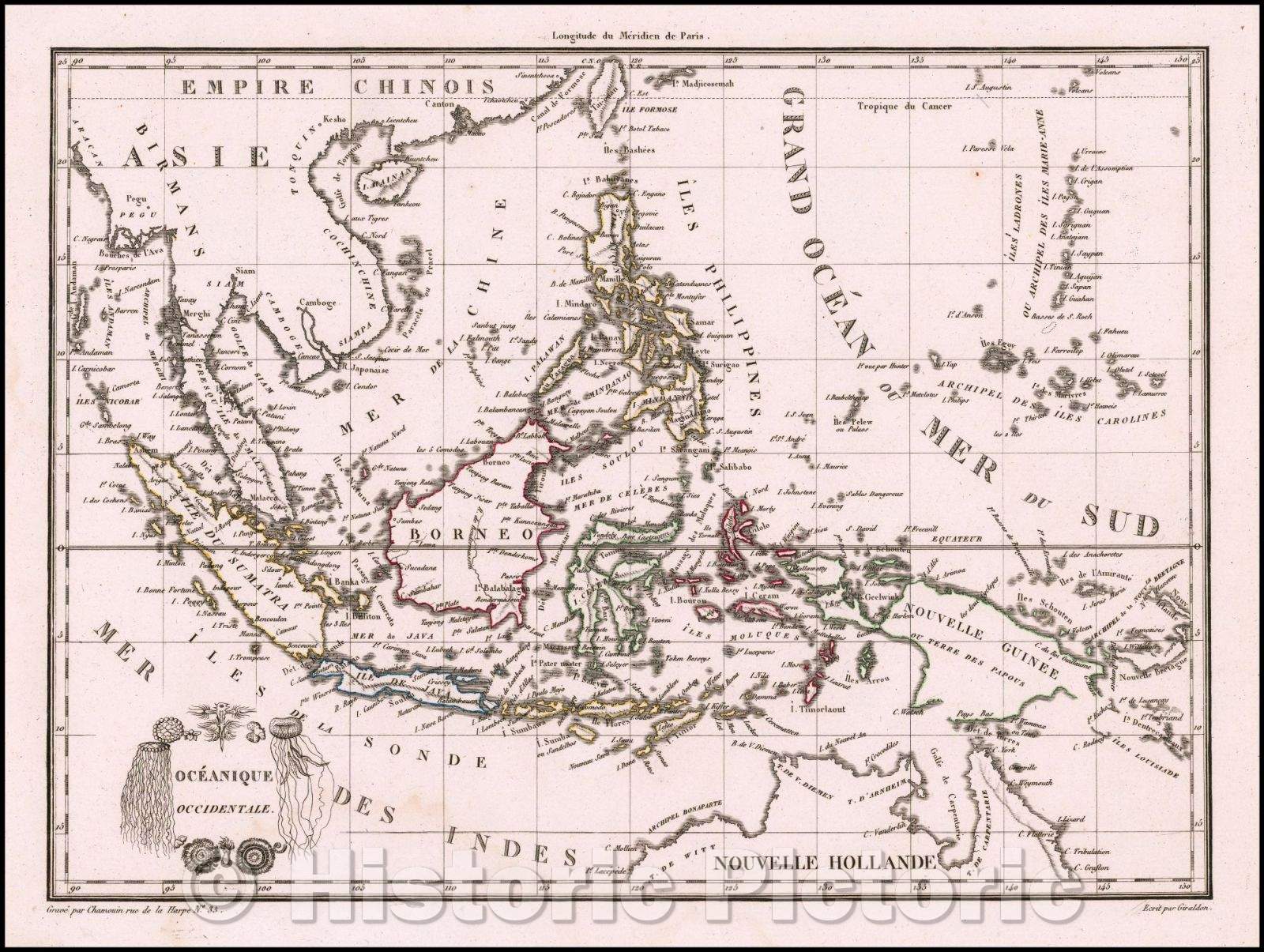 Historic Map - Oceanique Occidentale (Southeast Asia & Philippines), 1812, Conrad Malte-Brun - Vintage Wall Art