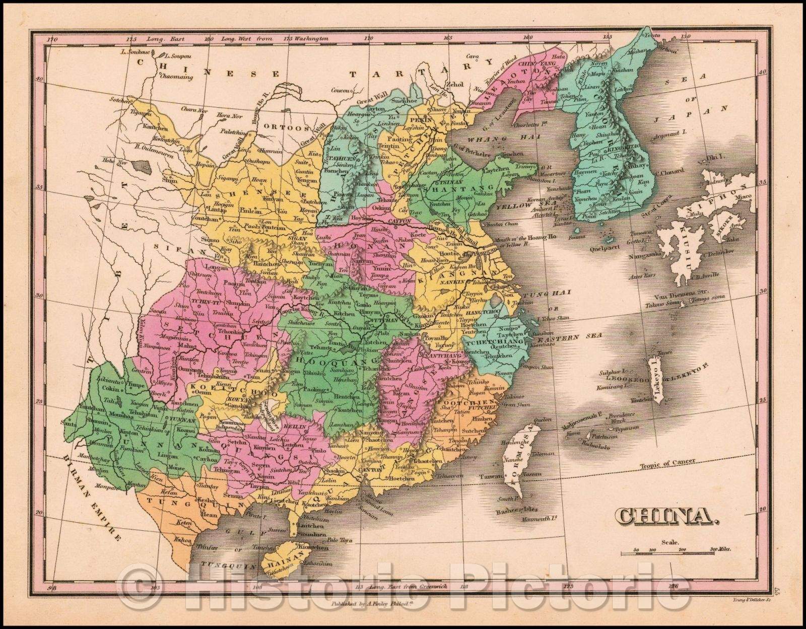 Historic Map - China, 1826, Anthony Finley - Vintage Wall Art
