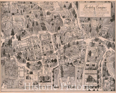 Historic Map - Map of the Berkeley Campus University of California, Devised for California Monthly, In the Year of the Golden Gate International Exposition, 1939 - Vintage Wall Art