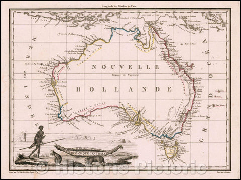 Historic Map - Australia, Oceanique Centrale, 1812, Conrad Malte-Brun - Vintage Wall Art