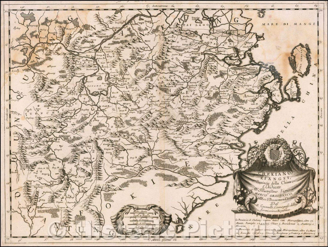 Historic Map - Chekiang, e Kinagsi, Provincie della China/Chekiang, and Kinagsi, Provinces of China, 1690, Johannes Blaeu - Vintage Wall Art