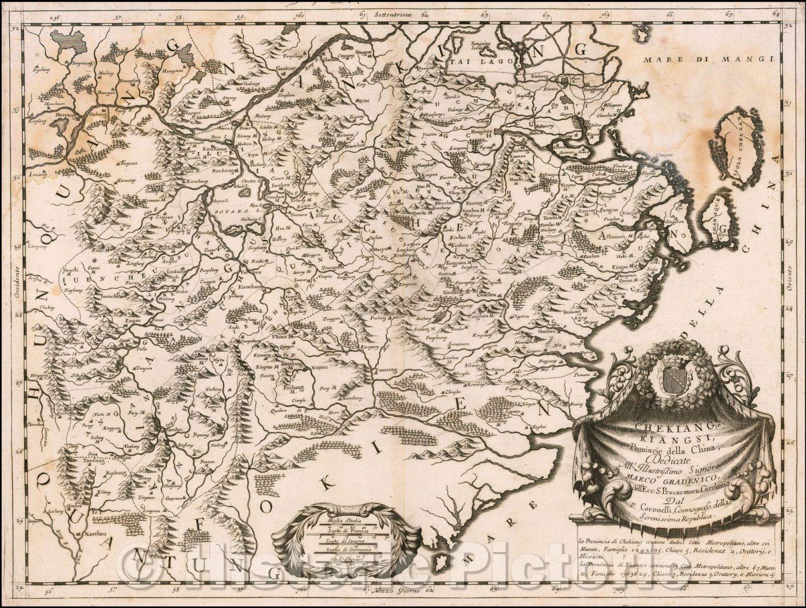 Historic Map - Chekiang, e Kinagsi, Provincie della China/Chekiang, and Kinagsi, Provinces of China, 1690, Johannes Blaeu - Vintage Wall Art