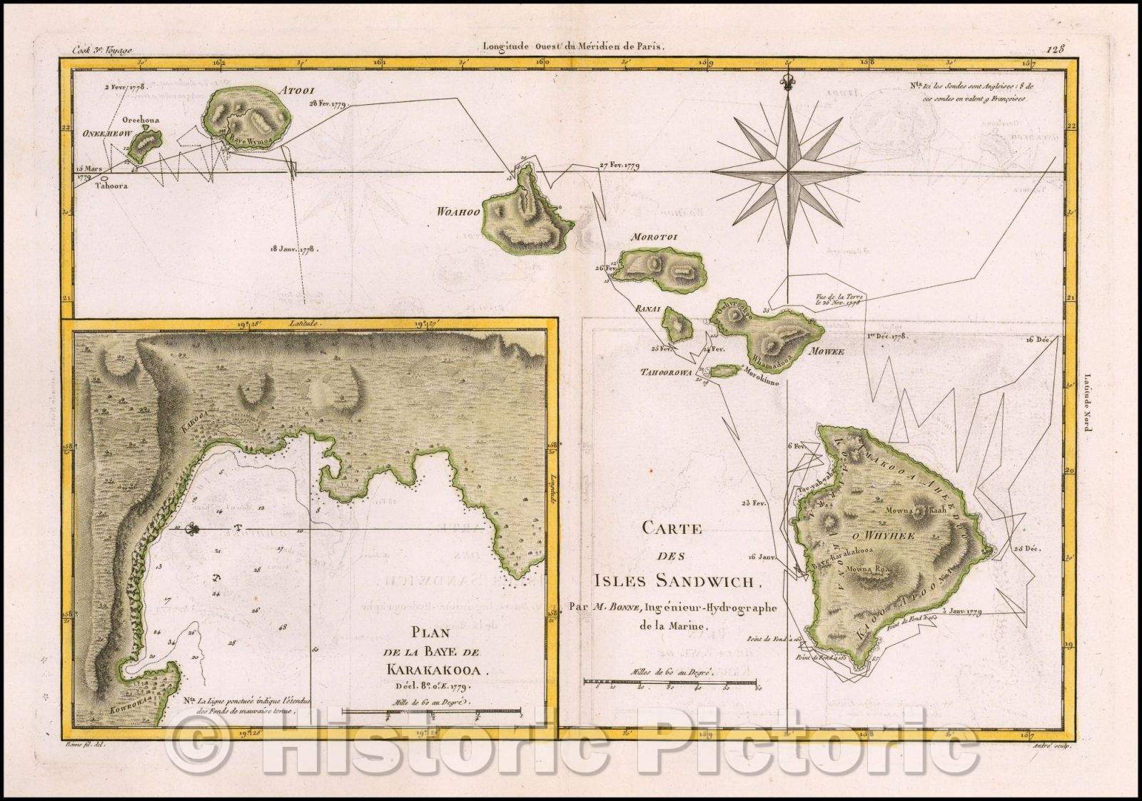 Historic Map - Carte Des Isles Sandwich, 1787, Rigobert Bonne v2