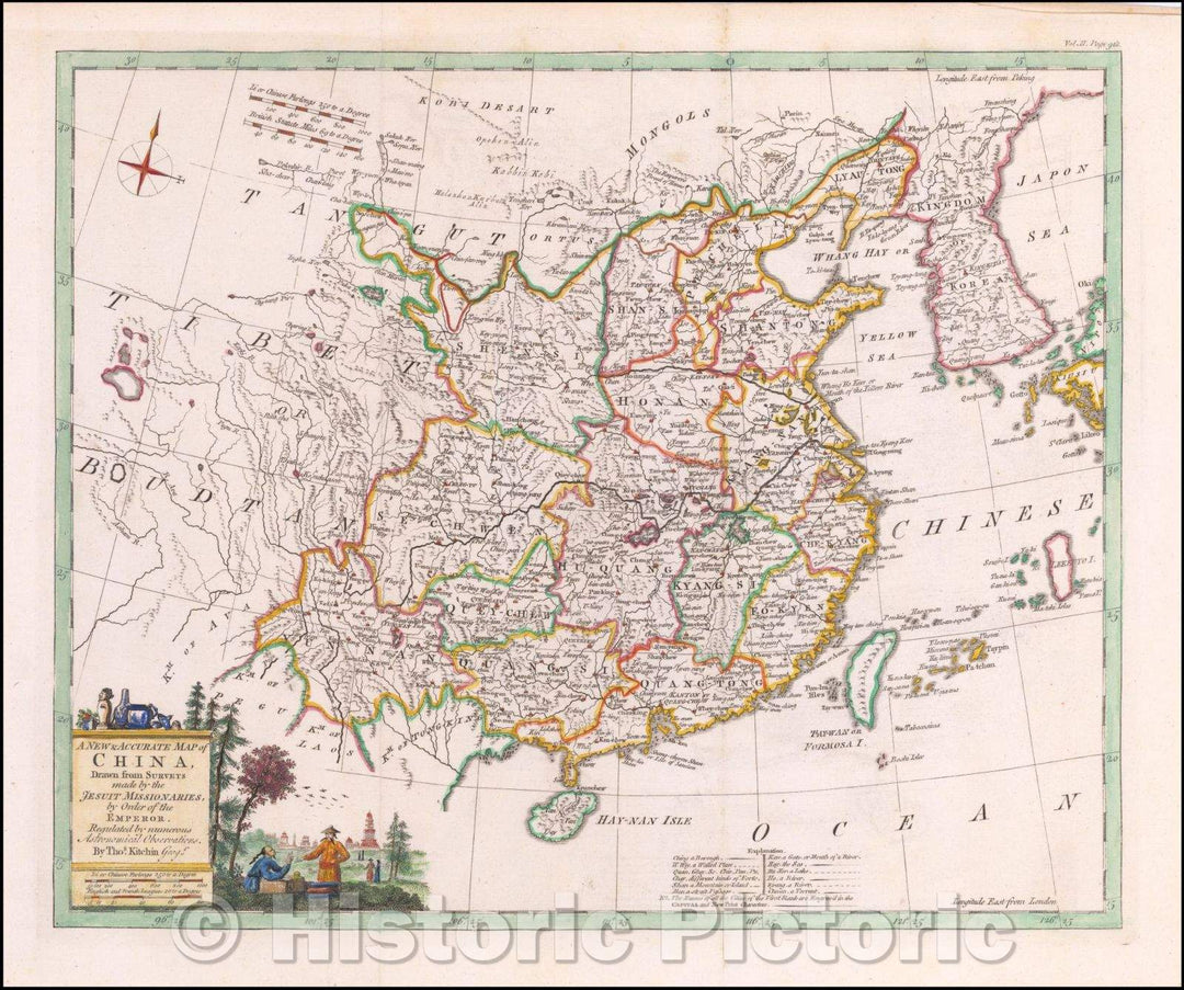 Historic Map - A New & Accurate Map of China, 1744, Emanuel Bowen - Vintage Wall Art