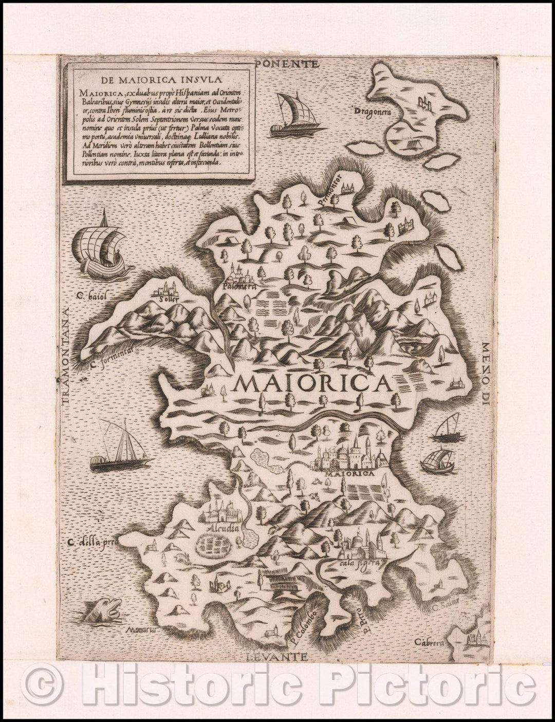 Historic Map - De Maiorica Insula/Major Island, 1565, Anonymous - Vint ...
