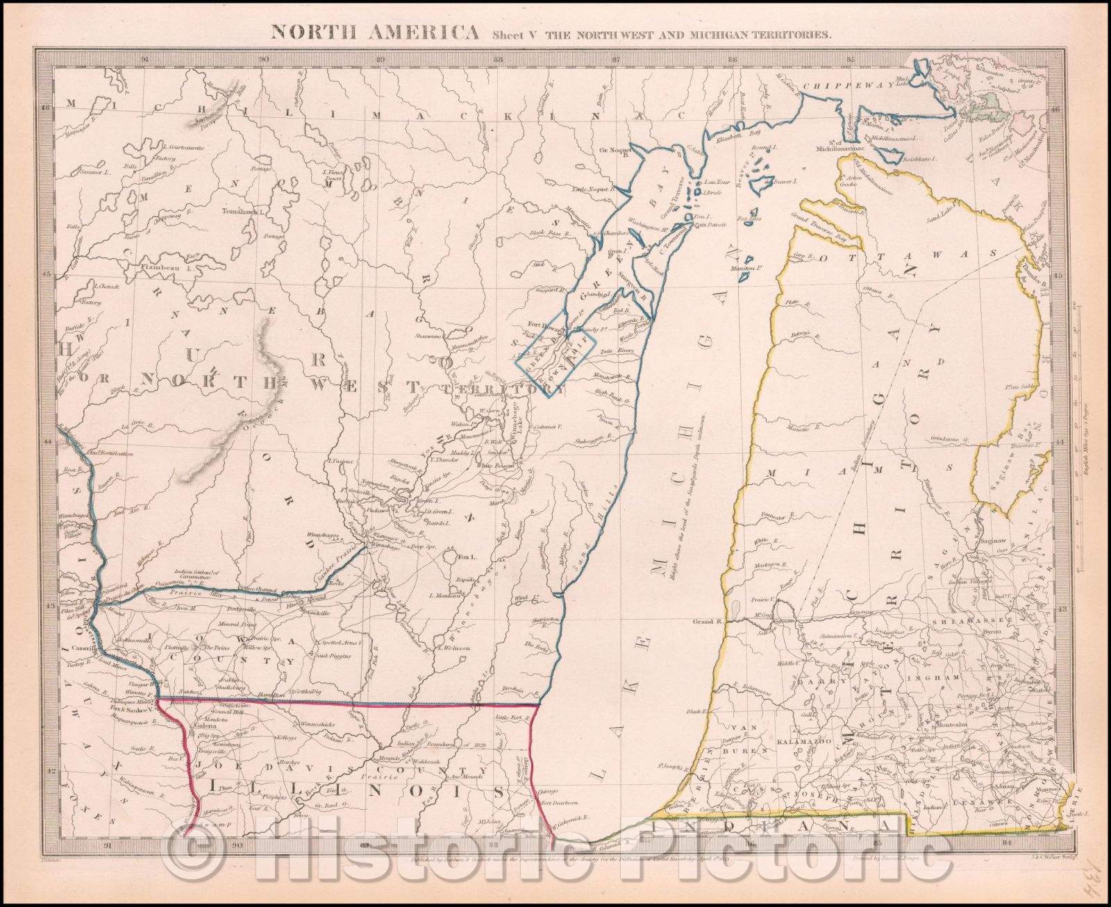Historic Map - North America Sheet V The North West and Michigan Territories, 1833, SDUK v2