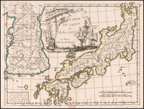 Historic Map - Carte Du Japon et de la Coree/Map of Japan and Korea, from Le Rouge's Atlas Nouvel Portatif, 1749, George Louis Le Rouge - Vintage Wall Art