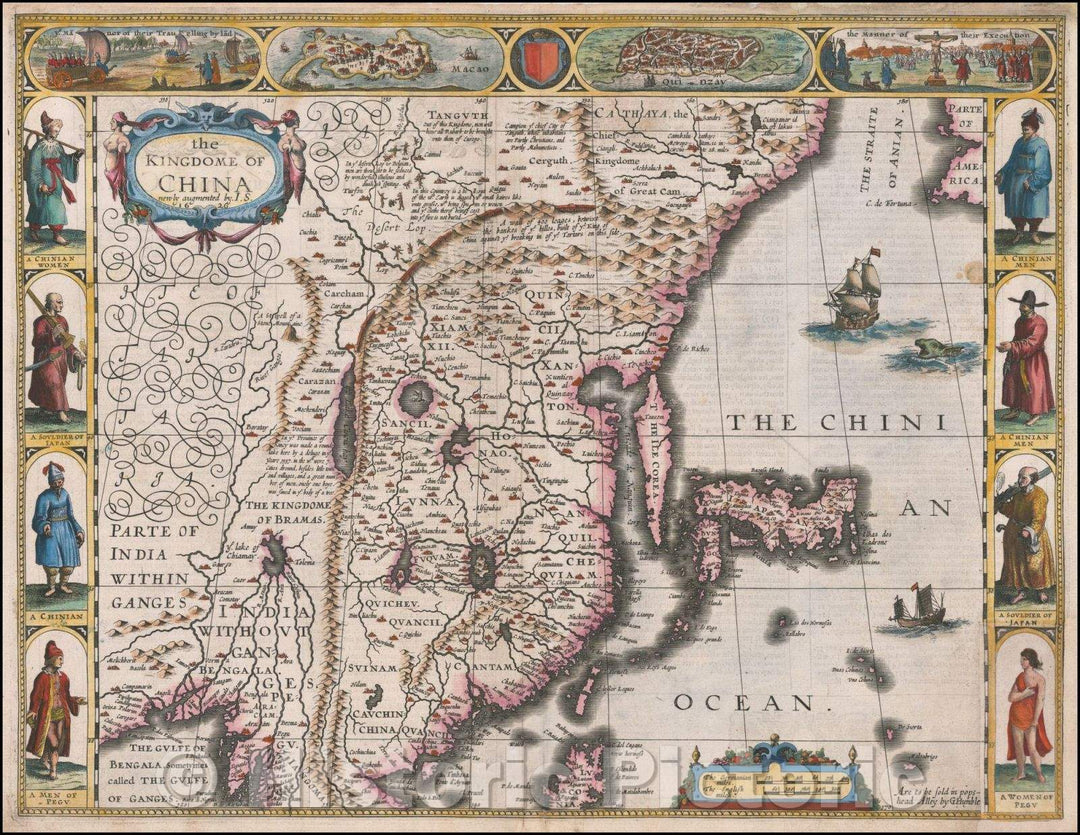Historic Map - The Kingdome of China newly augmented, 1626, John Speed - Vintage Wall Art