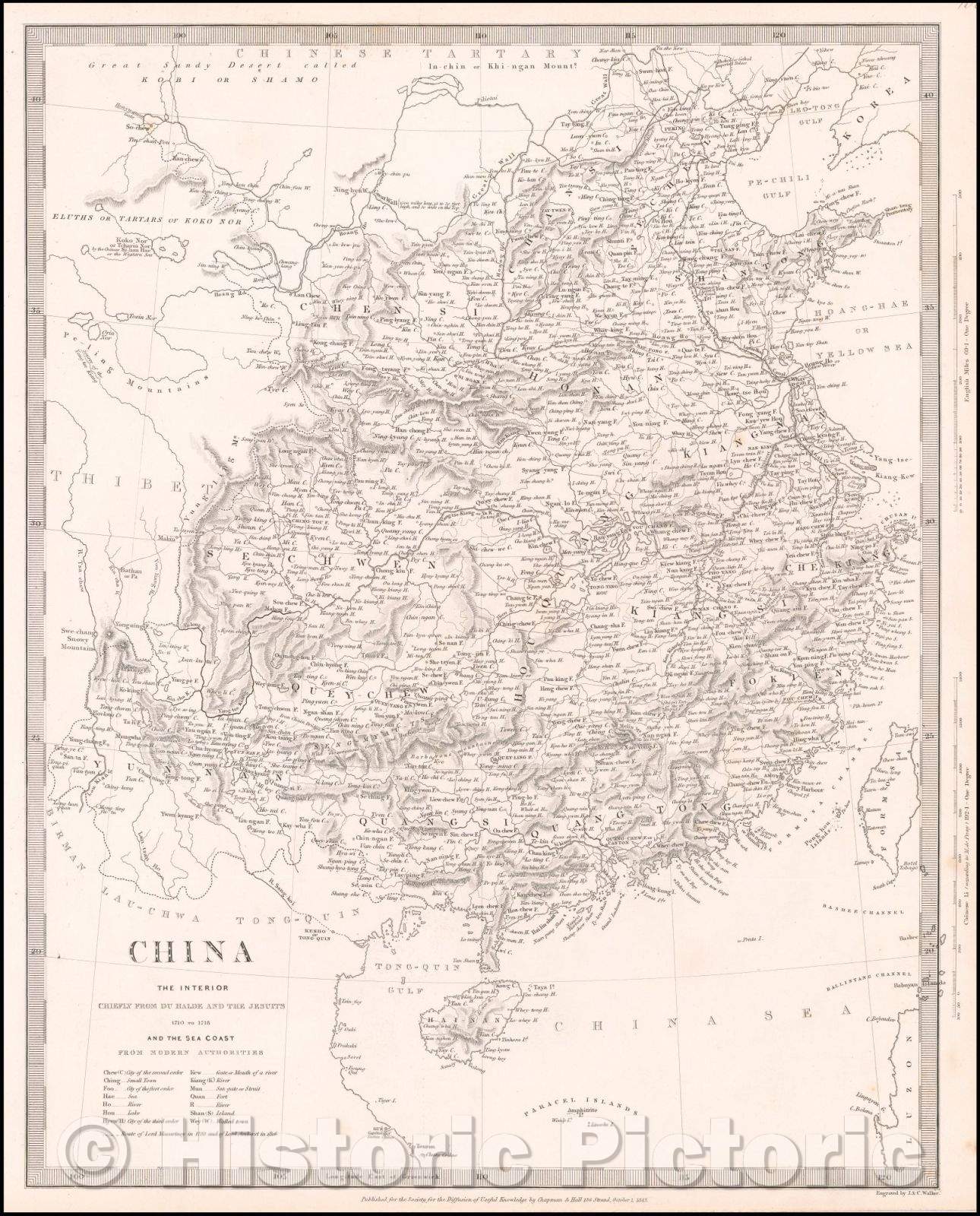 Historic Map - China. The Interior. Chiefly From Du Halde and The Jesuits 1710 to 1718, 1843, SDUK - Vintage Wall Art