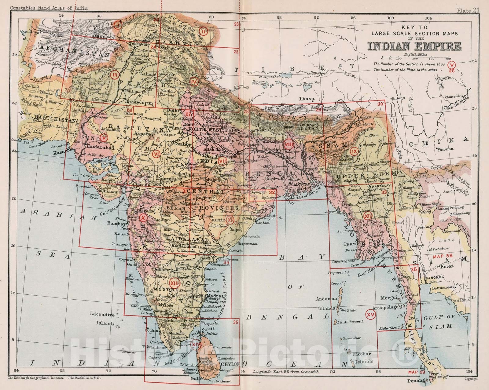 Historic Map : Key to large scale section maps of the Indian Empire, 1 ...
