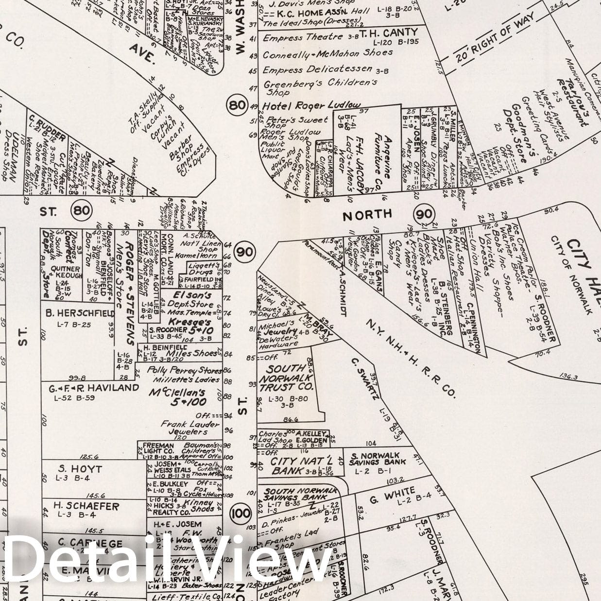 Historic Map : Business Section, City of South Norwalk (Connecticut)., 1946, Vintage Wall Decor