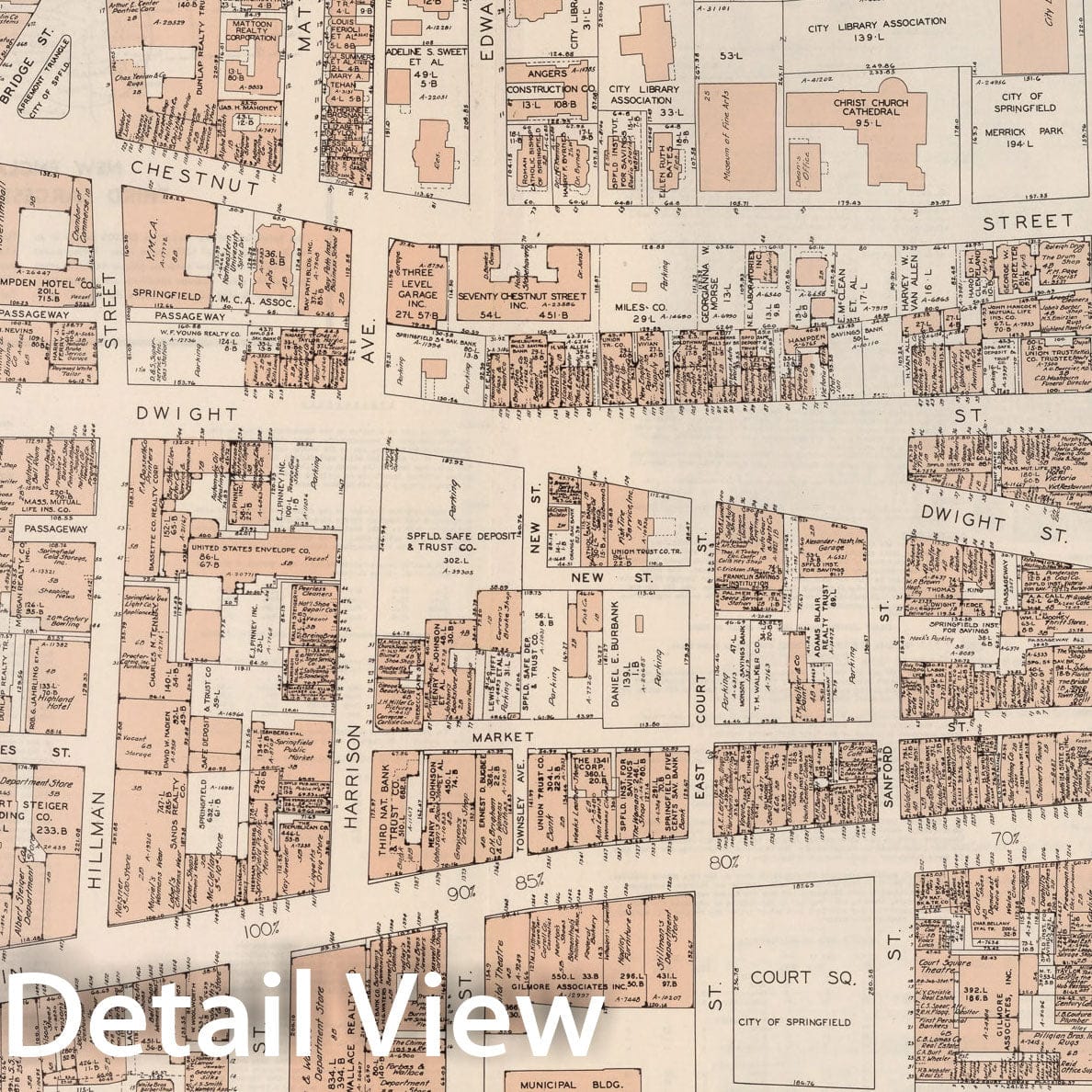 Historic Map : Business Section, City of Springfield (Massachusetts)., 1946, v1, Vintage Wall Decor