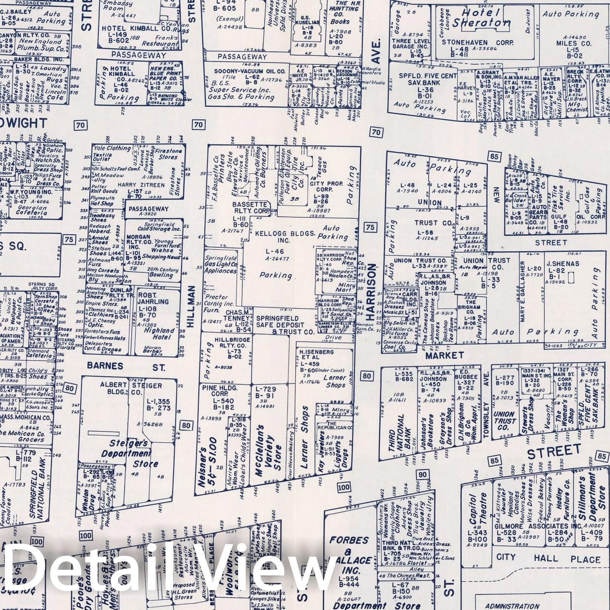 Historic Map : Business Section, City of Springfield (Massachusetts)., 1946, v2, Vintage Wall Decor