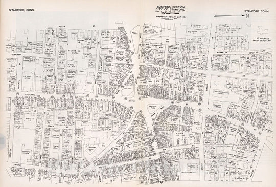 Historic Map : Business Section, City of Stamford (Connecticut)., 1946, Vintage Wall Decor