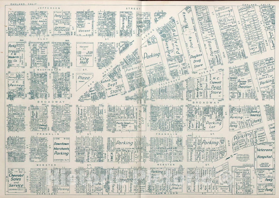 Historic Map : Business Section, City of Oakland (California)., 1952, Vintage Wall Decor