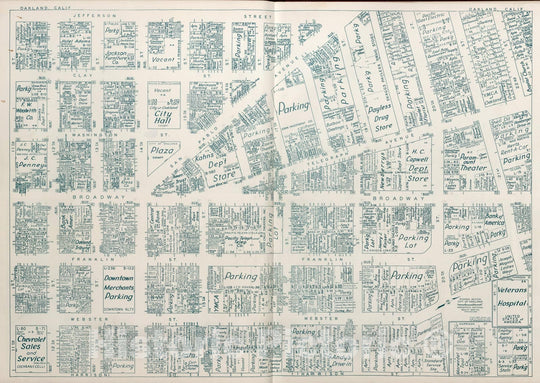Historic Map : Business Section, City of Oakland (California)., 1952, Vintage Wall Decor