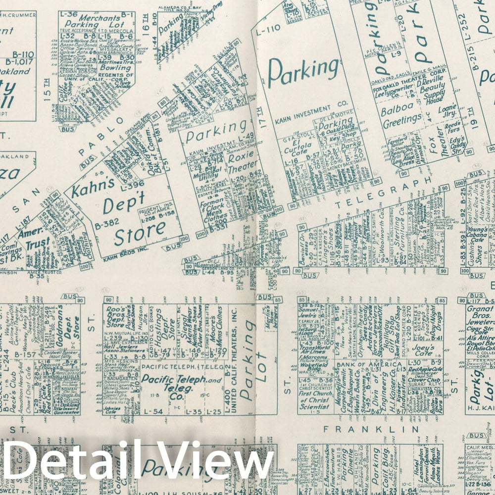 Historic Map : Business Section, City of Oakland (California)., 1952, Vintage Wall Decor