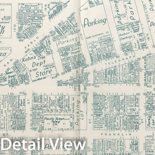 Historic Map : Business Section, City of Oakland (California)., 1952, Vintage Wall Decor