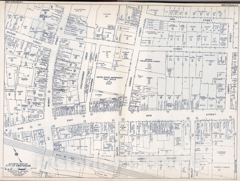 Historic Map : Business Section, City of Amsterdam (New York)., 1947, Vintage Wall Decor