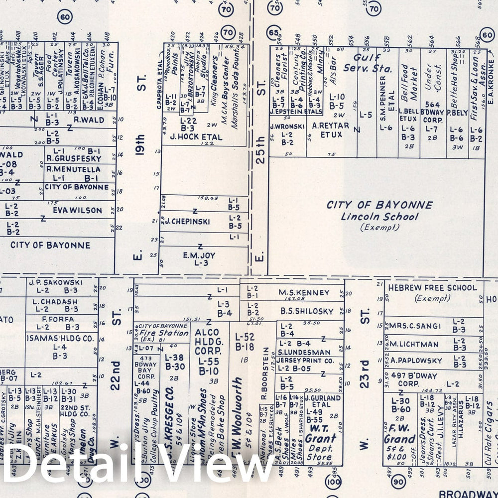 Historic Map : Business Section, City of Bayonne (New Jersey)., 1947, Vintage Wall Decor