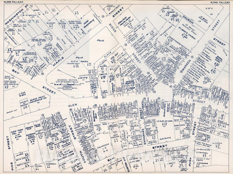 Historic Map : Business Section, City of Glens Falls (New York)., 1947, Vintage Wall Decor