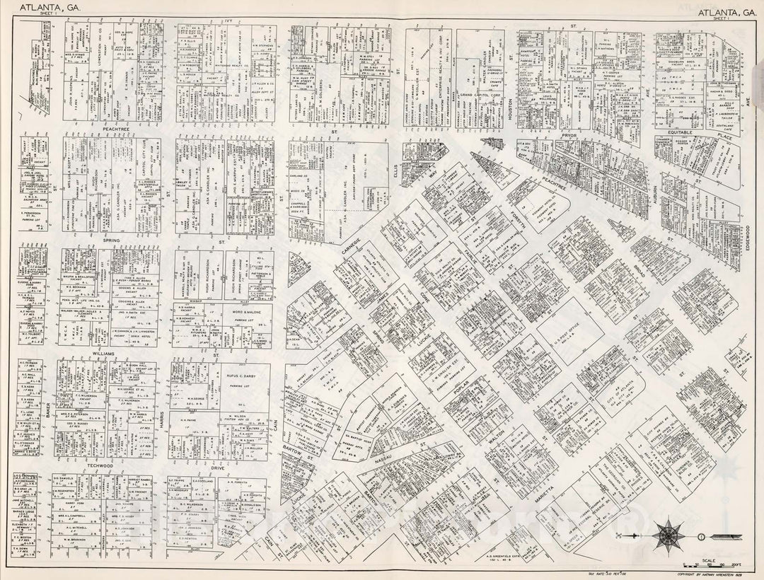 Historic Map : Atlanta (Georgia). (Sheet 1)., 1929, Vintage Wall Decor