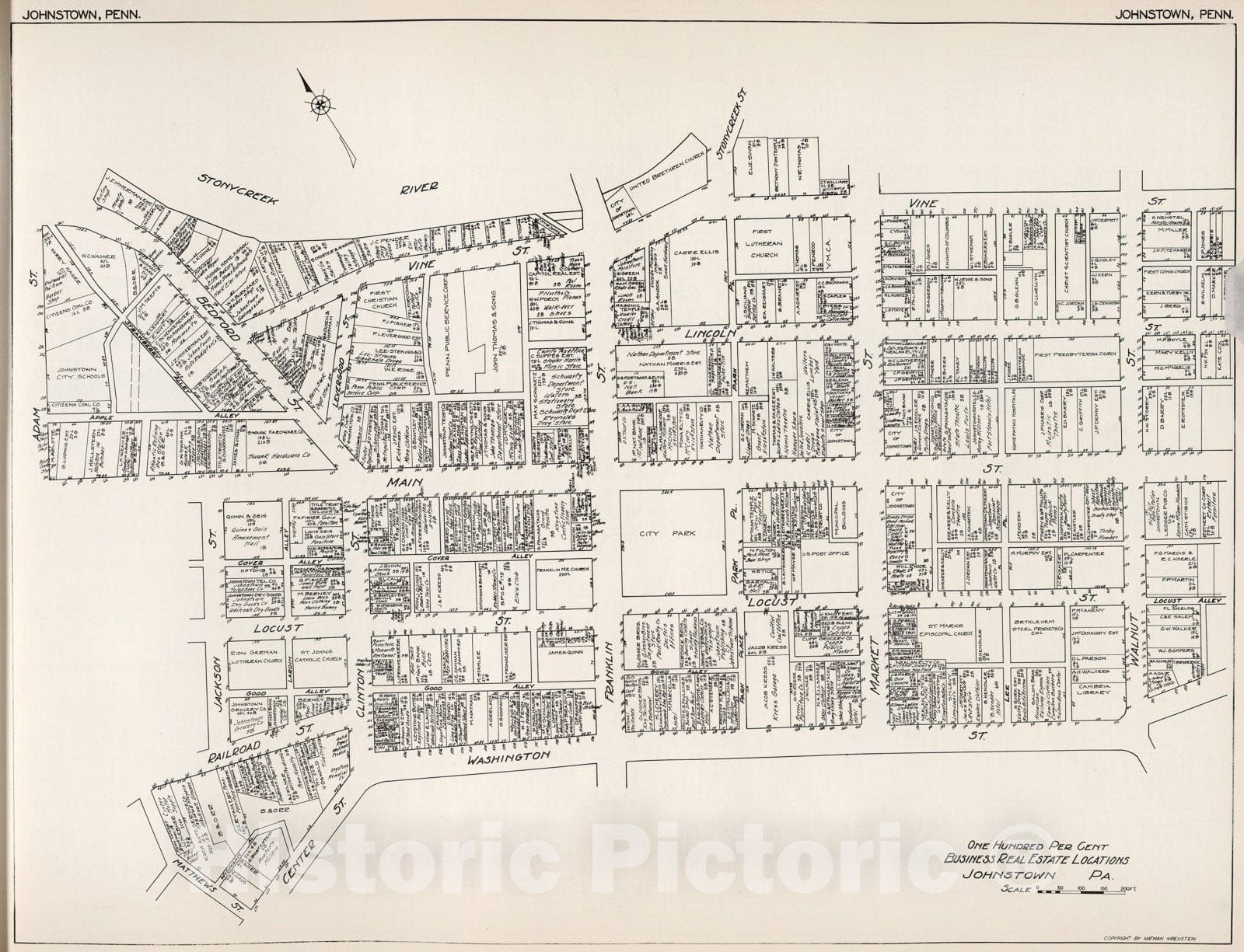 Historic Map : Johnstown (Pennsylvania)., 1929, Vintage Wall Decor