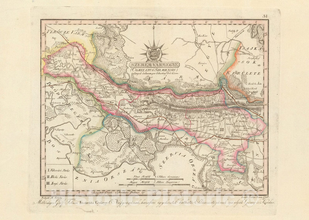 Historic Map : Szerem Varmegye = Comitatus Sirmiensis, 1798, Vintage Wall Decor