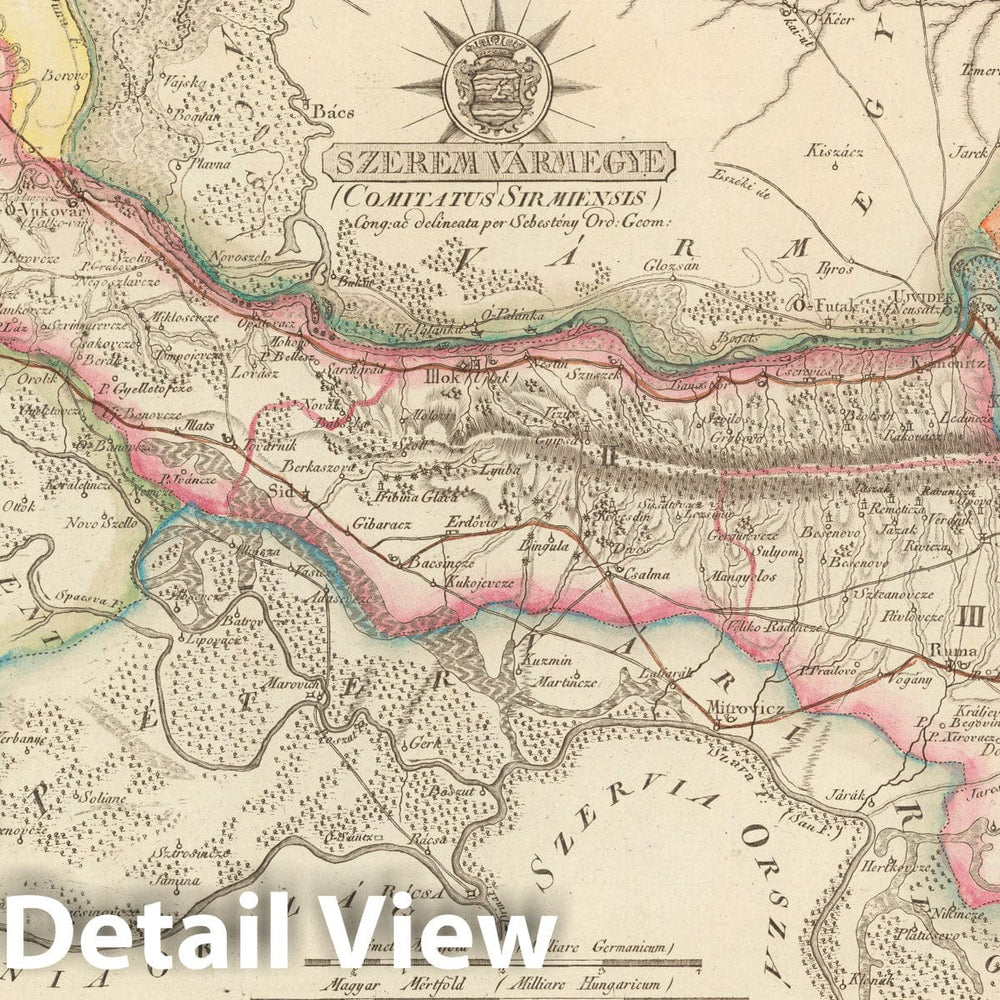 Historic Map : Szerem Varmegye = Comitatus Sirmiensis, 1798, Vintage Wall Decor