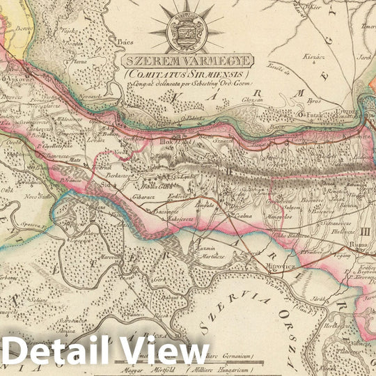 Historic Map : Szerem Varmegye = Comitatus Sirmiensis, 1798, Vintage Wall Decor
