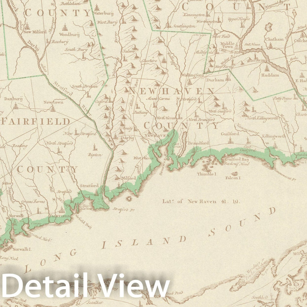 Historic Map : Conecticut at the time of the ratification of the constitution, 1938, Vintage Wall Decor