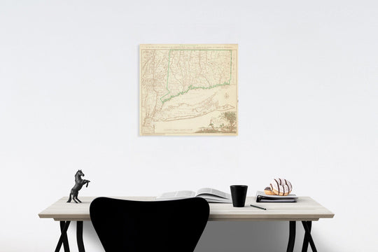 Historic Map : Conecticut at the time of the ratification of the constitution, 1938, Vintage Wall Decor