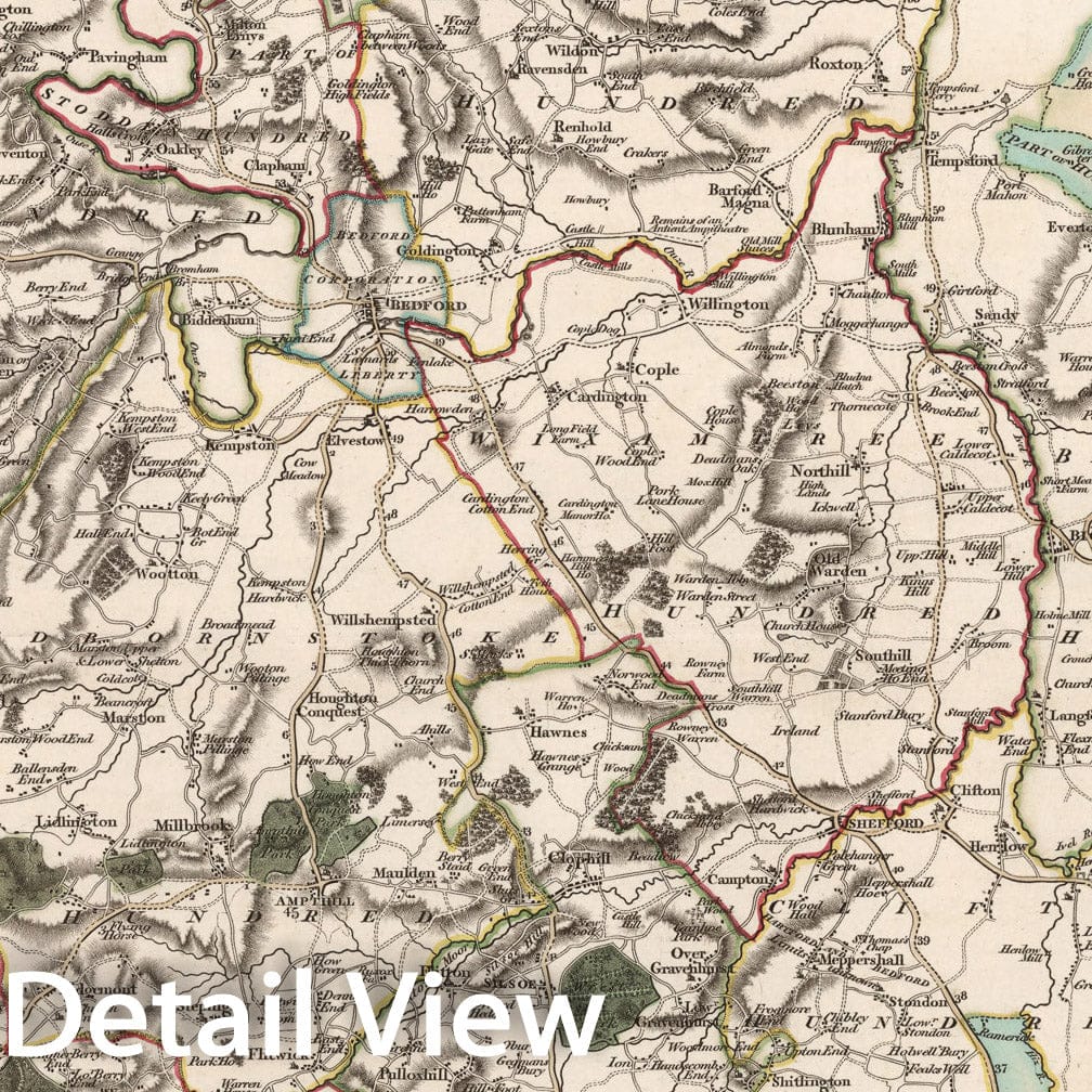Historic Map : A new map of Bedfordshire, 1809, Vintage Wall Decor