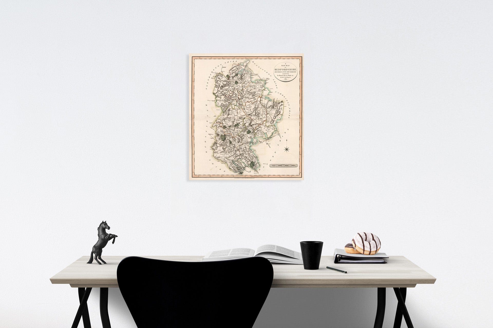 Historic Map : A new map of Bedfordshire, 1809, Vintage Wall Decor