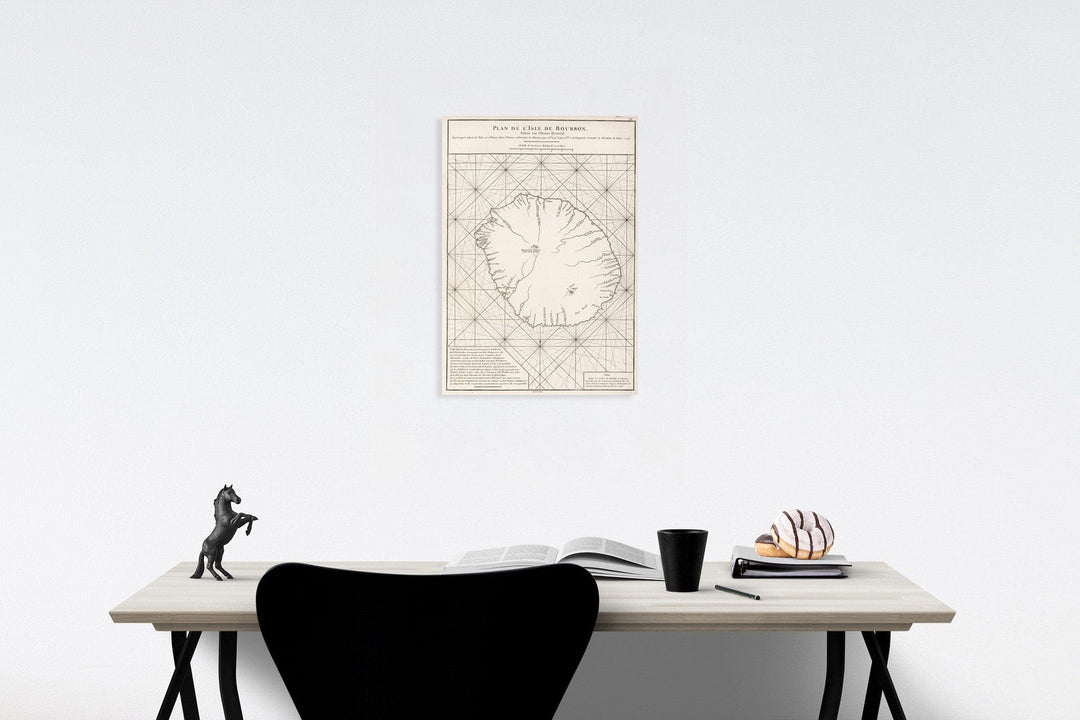 Historic Map : Plan de L'Isle de de Bourbon, situ?ee sur l'Ocean Oriental, 1810, Vintage Wall Decor