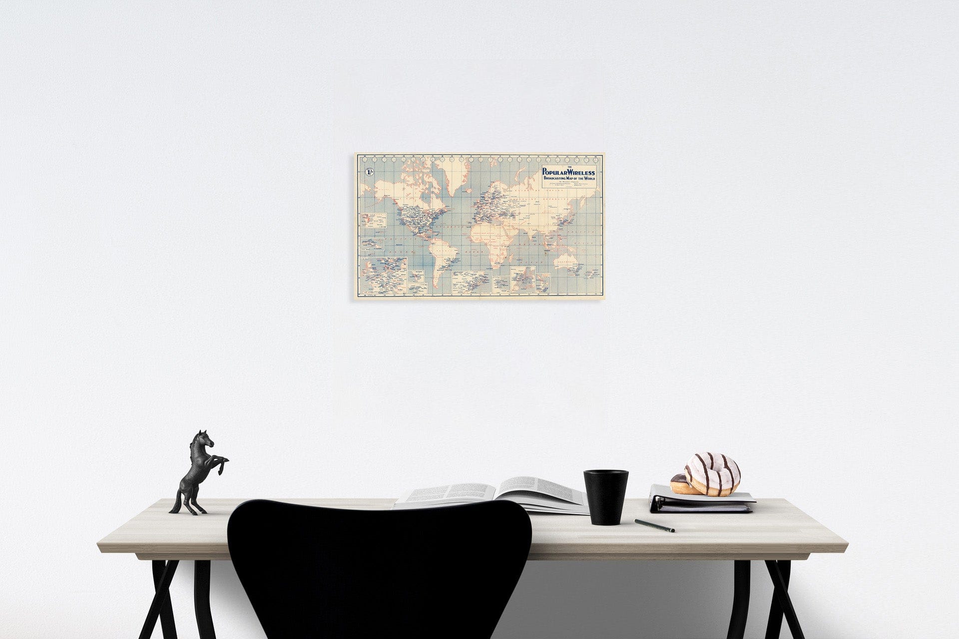 Historic Map : The popular wireless broadcasting map of the world, 1930, Vintage Wall Decor