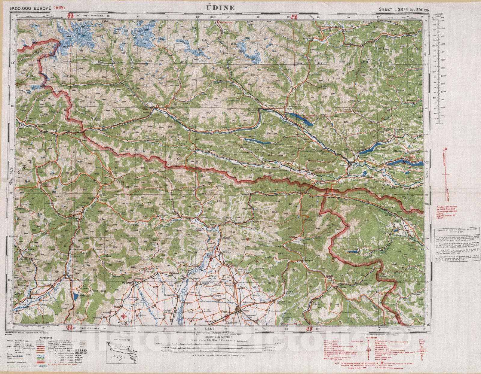 Historic Map : Udine. Sheet L 33/4 1st. Edition, 1944, Vintage Wall Decor
