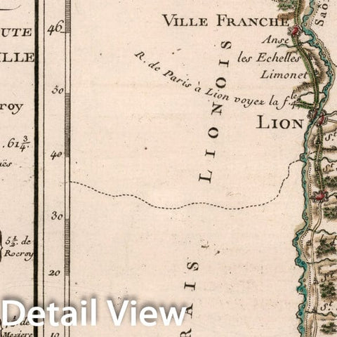 Historic Map : XII IFeuille. L'indicateur fidele, qui donne la seconde partie ou suite de la route d'Amsterdam a Marseille, 1765, Vintage Wall Decor