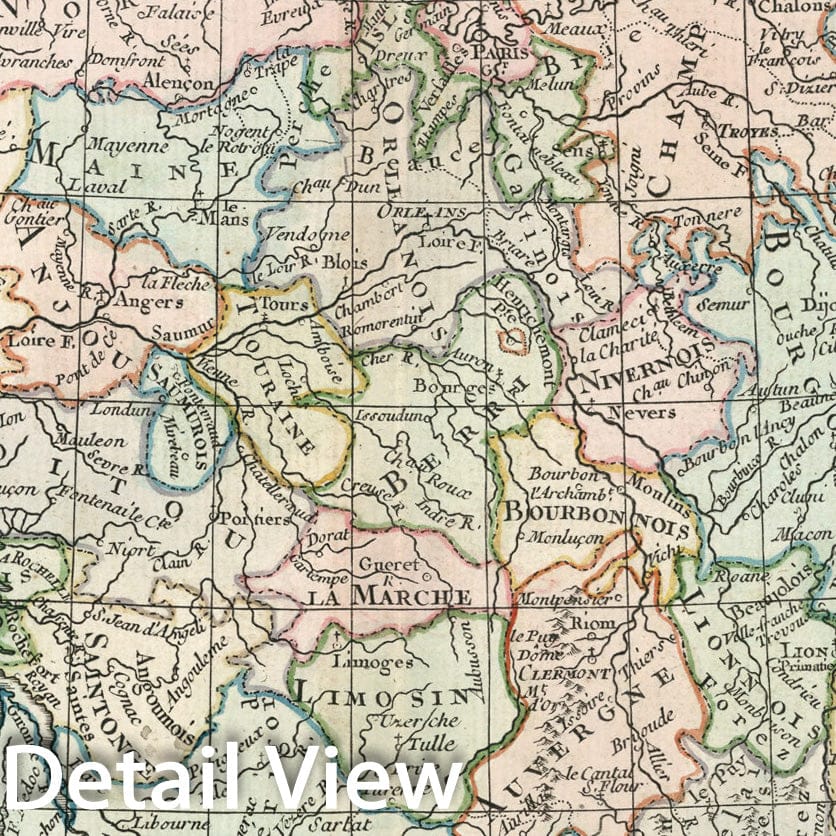 Historic Map : Pl. 12.13. La France, Divisee en ses quarante Gouvernemens Generaux et Militaires, 1786, v1, Vintage Wall Decor