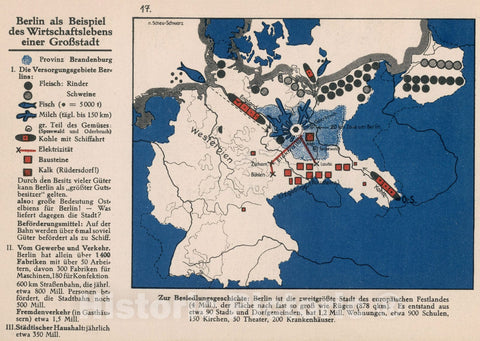 Historic Map : Berlin als Beispiel des Wirtschaftslebens einer grossstadt, 1935, Vintage Wall Decor