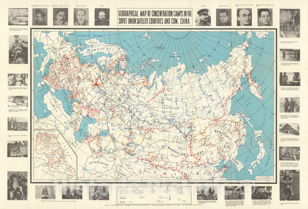 Historic Map : Geographical map of concentration camps, 1945, Vintage ...