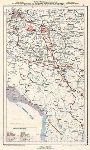 Historic Map : (Austria - Hungary - Serbia - Albania Airline Routes)., 1928, Vintage Wall Decor