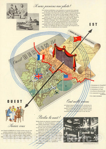 Historic Map : Quest Berlin est, 1950, Vintage Wall Decor
