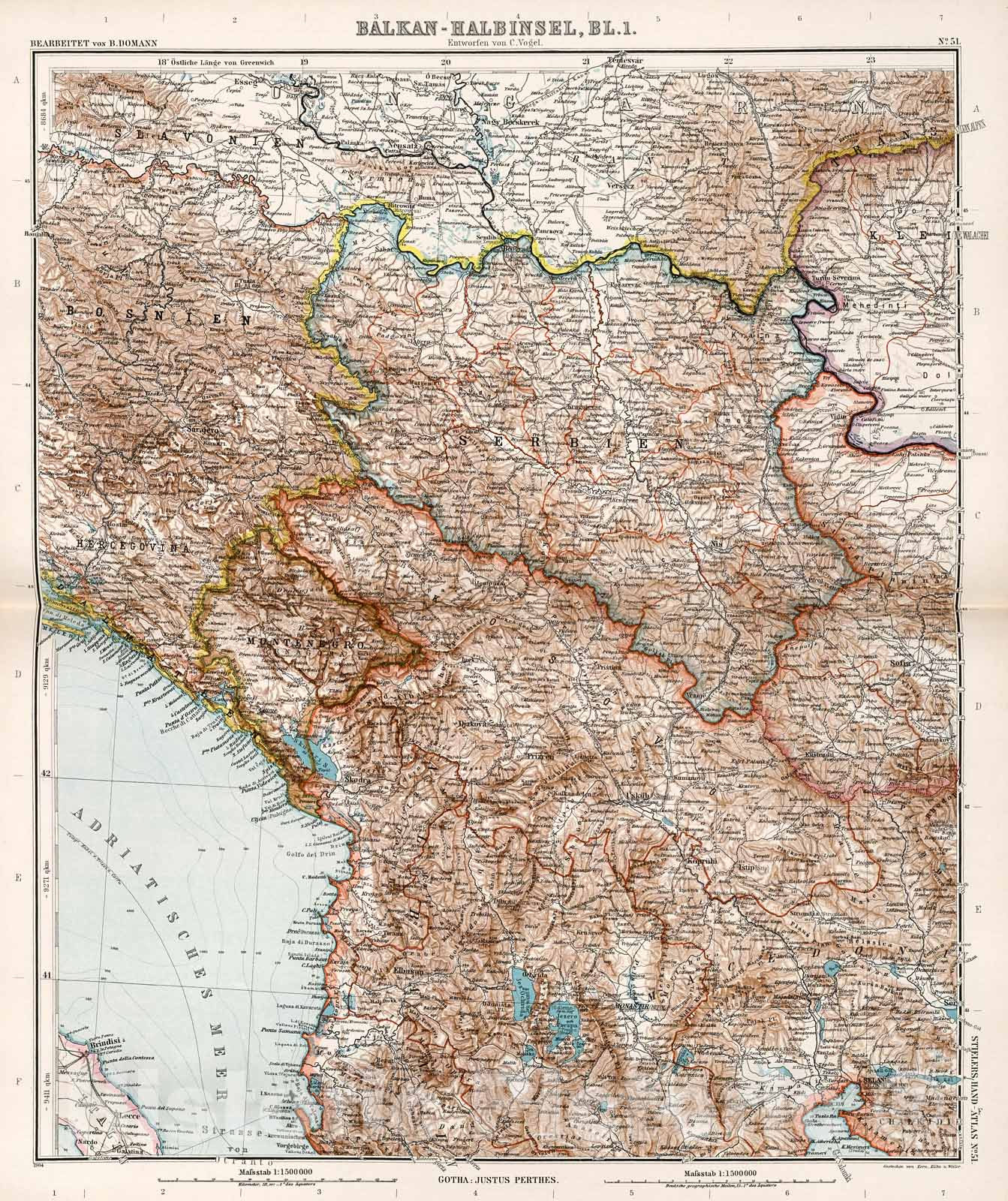 Historic Map : Balkan-Halbinsel in four Blaettern, Bl. 1., 1905, Vintage Wall Decor