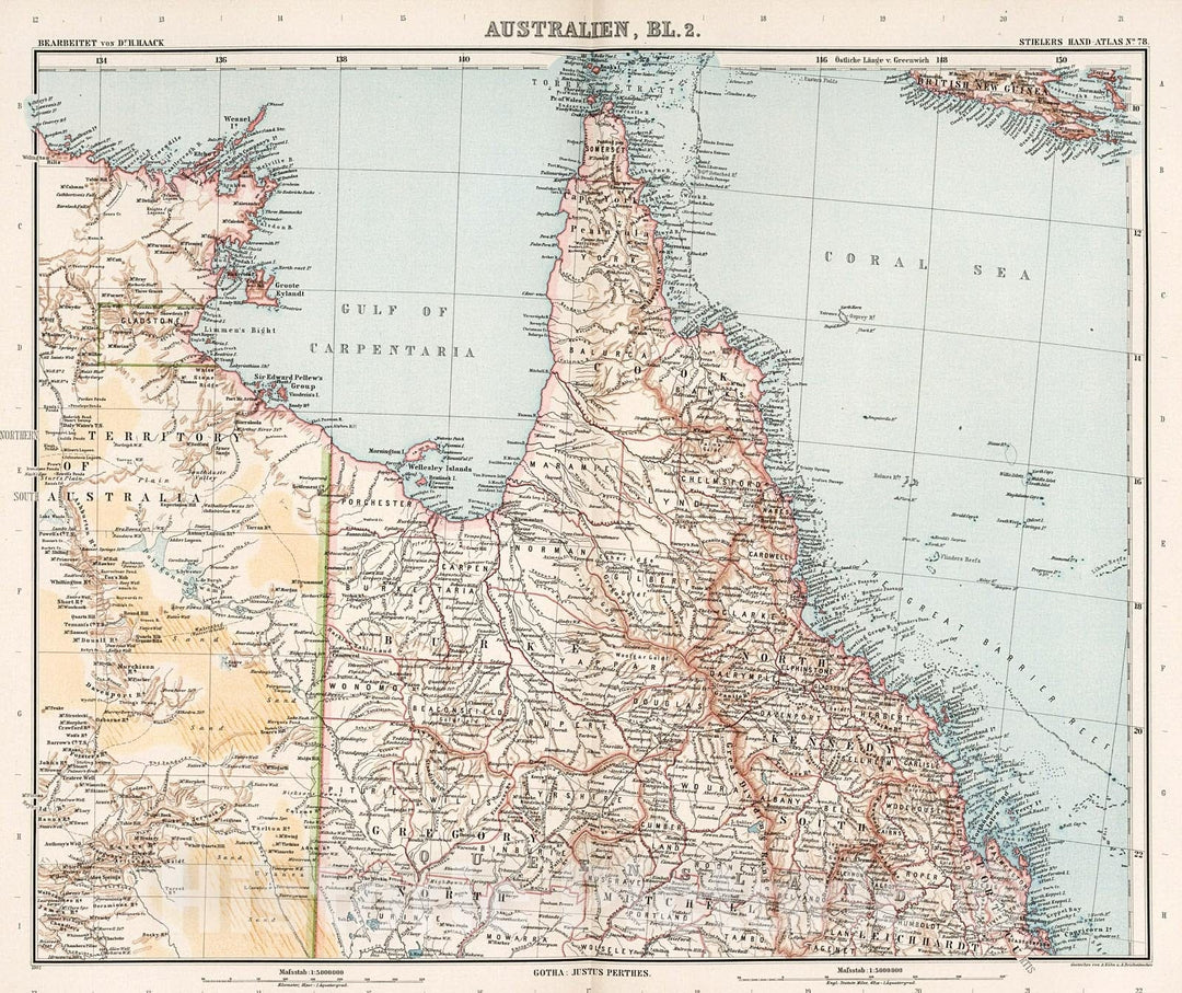 Historic Map : Australien (Commonwealth of Australia) in four Blaettern, Bl. 2., 1905, Vintage Wall Decor