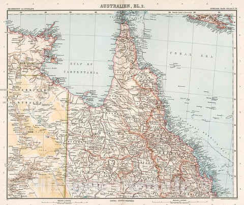 Historic Map : Australien (Commonwealth of Australia) in four Blaettern, Bl. 2., 1905, Vintage Wall Decor